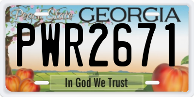 GA license plate PWR2671
