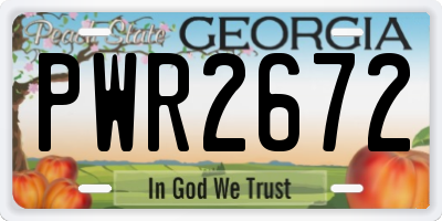 GA license plate PWR2672