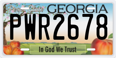 GA license plate PWR2678