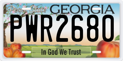 GA license plate PWR2680