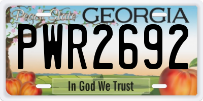 GA license plate PWR2692