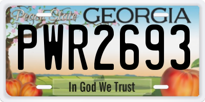 GA license plate PWR2693
