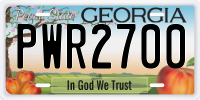 GA license plate PWR2700