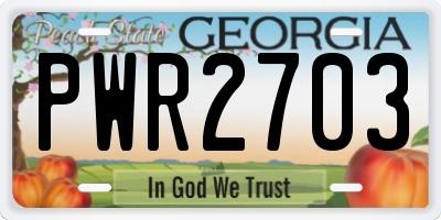 GA license plate PWR2703