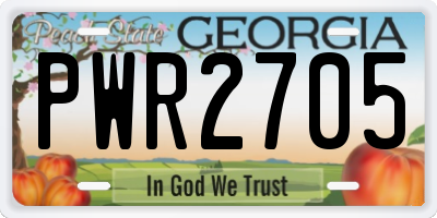 GA license plate PWR2705