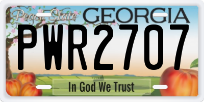 GA license plate PWR2707