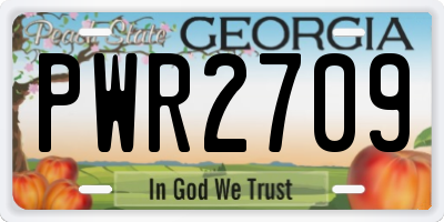 GA license plate PWR2709