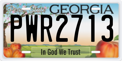 GA license plate PWR2713