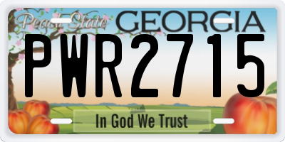 GA license plate PWR2715