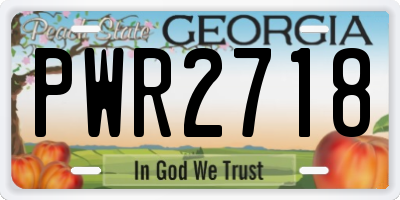 GA license plate PWR2718
