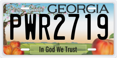 GA license plate PWR2719
