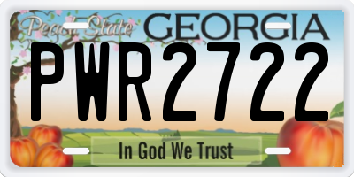 GA license plate PWR2722