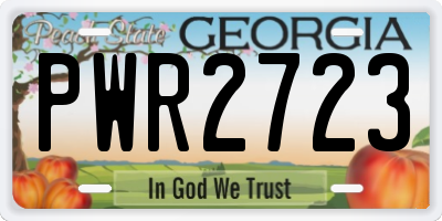 GA license plate PWR2723
