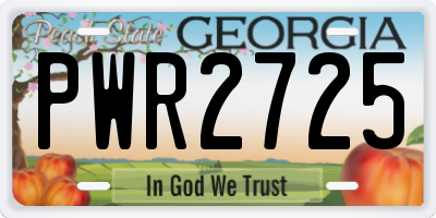 GA license plate PWR2725