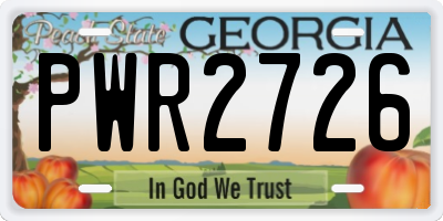GA license plate PWR2726