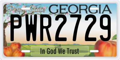GA license plate PWR2729