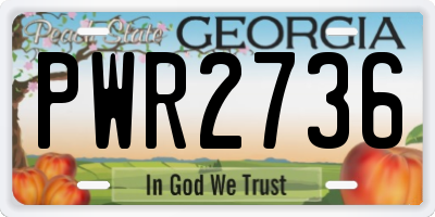 GA license plate PWR2736