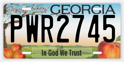 GA license plate PWR2745