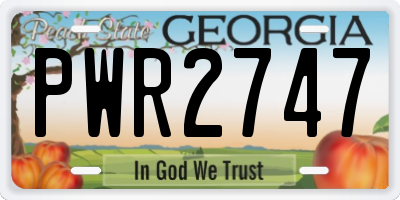 GA license plate PWR2747