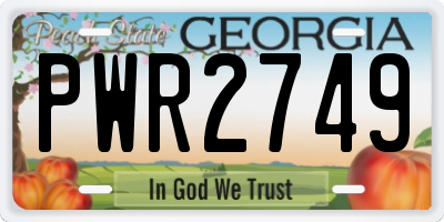 GA license plate PWR2749