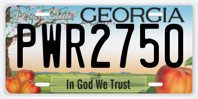 GA license plate PWR2750