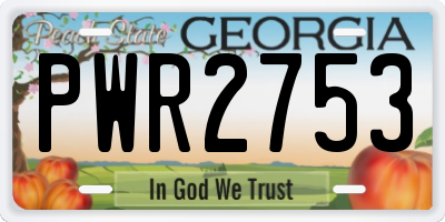 GA license plate PWR2753