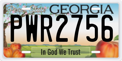 GA license plate PWR2756