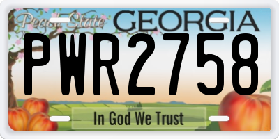 GA license plate PWR2758