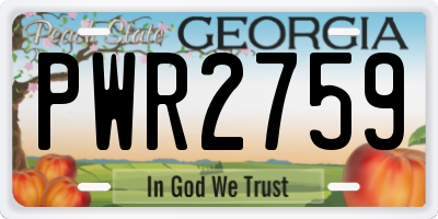 GA license plate PWR2759