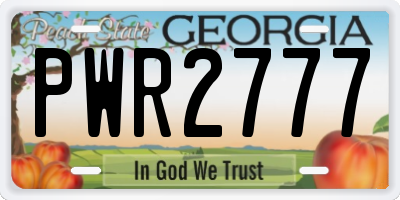 GA license plate PWR2777