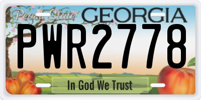 GA license plate PWR2778