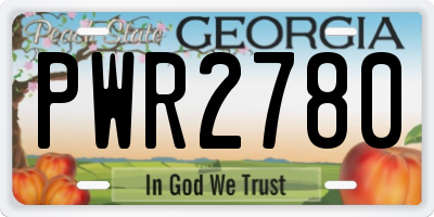 GA license plate PWR2780