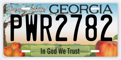 GA license plate PWR2782
