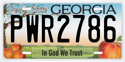 GA license plate PWR2786