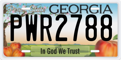 GA license plate PWR2788