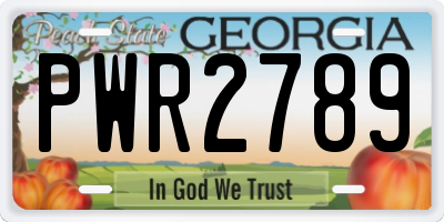 GA license plate PWR2789