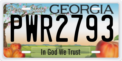 GA license plate PWR2793