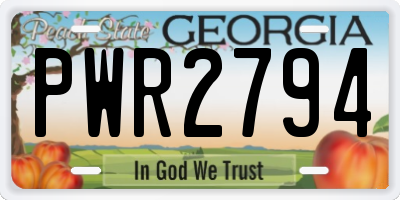GA license plate PWR2794