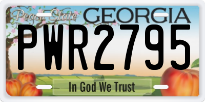 GA license plate PWR2795