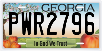 GA license plate PWR2796