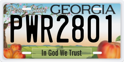 GA license plate PWR2801