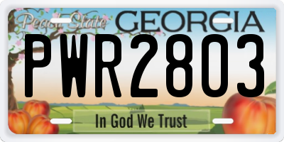 GA license plate PWR2803