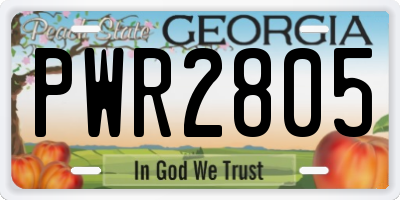 GA license plate PWR2805