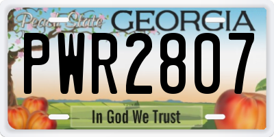 GA license plate PWR2807