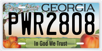 GA license plate PWR2808
