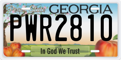 GA license plate PWR2810