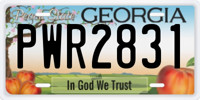 GA license plate PWR2831