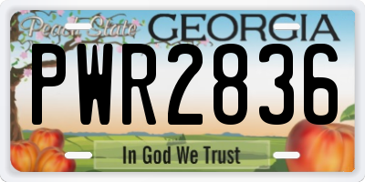 GA license plate PWR2836