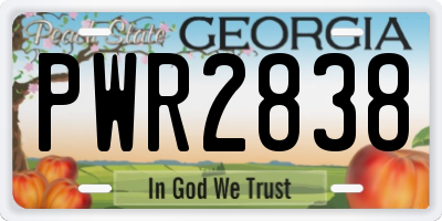 GA license plate PWR2838