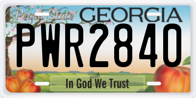 GA license plate PWR2840
